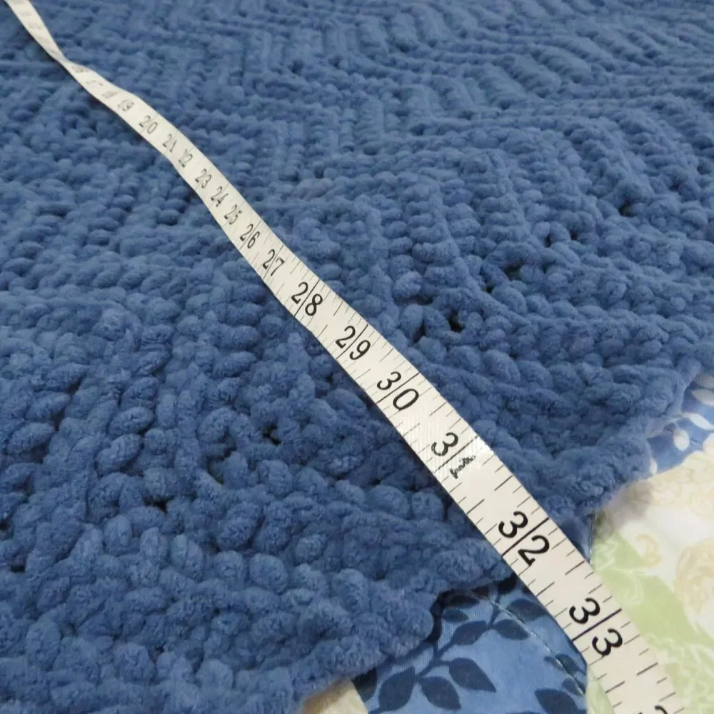 Crocheted Lap Baby Blanket Handmade Blue Chunky Soft Cozy Warm Throw